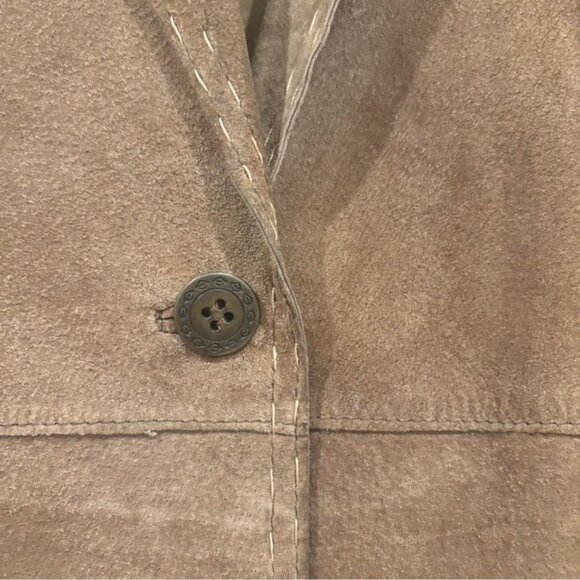 Chicos Caramel Khaki Brown Long Western Leather Duster Jacket Dress Coat 1 M 8 - Picture 6 of 9